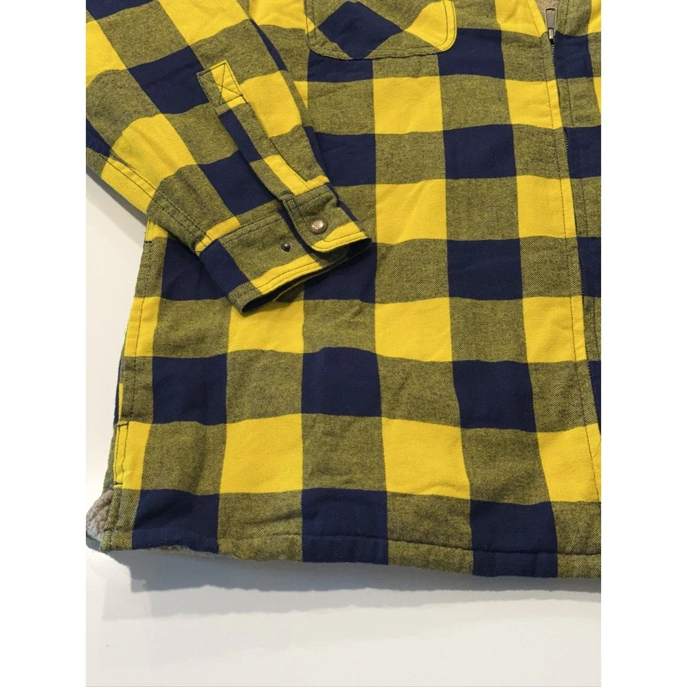 Wolverine Hastings Sherpa Lined Full Zip Shirt Jacket Mens XL Yellow Plaid